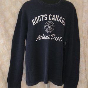 Unisex Roots Long Sleeve Dark Blue Sweater XXL Cotton & Ramie Mix